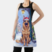 German Shepherd Snowy Town Gate Santa Christmas Schürze (InSitu)