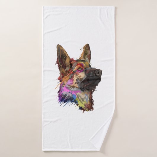 German Shepherd Splash Art Badehandtuch (Badehandtuch)