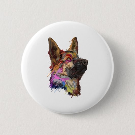 German Shepherd Splash Art Button (Vorderseite)