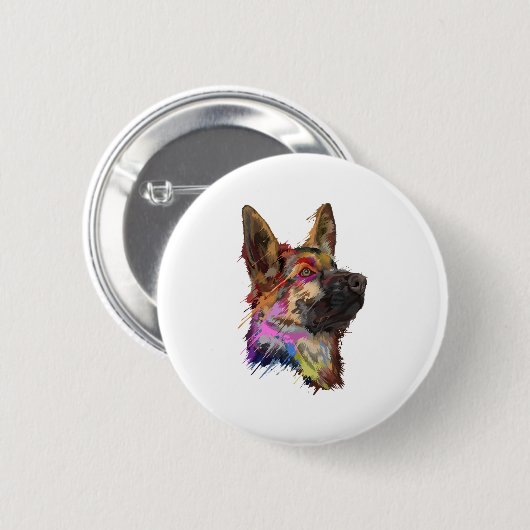 German Shepherd Splash Art Button (Vorne & Hinten)