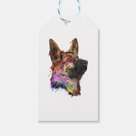 German Shepherd Splash Art Geschenkanhänger (Vorderseite)