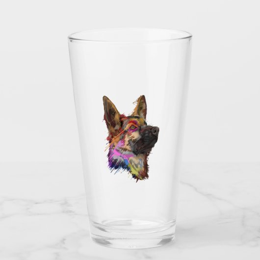 German Shepherd Splash Art Glas (Vorderseite)