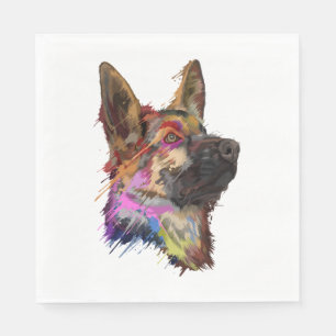 German Shepherd Splash Art Serviette