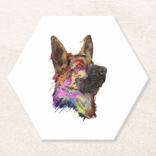 German Shepherd Splash Art Untersetzer (Vorderseite)