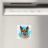 German Shepherd Splash Magnet (In Situ (Geschirrspüler))