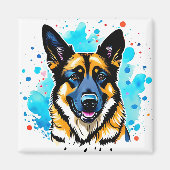 German Shepherd Splash Magnet (Vorne)