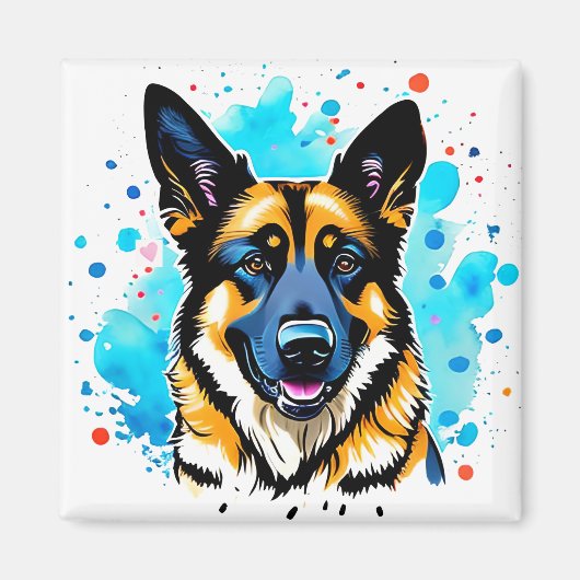 German Shepherd Splash Magnet (Vorne)