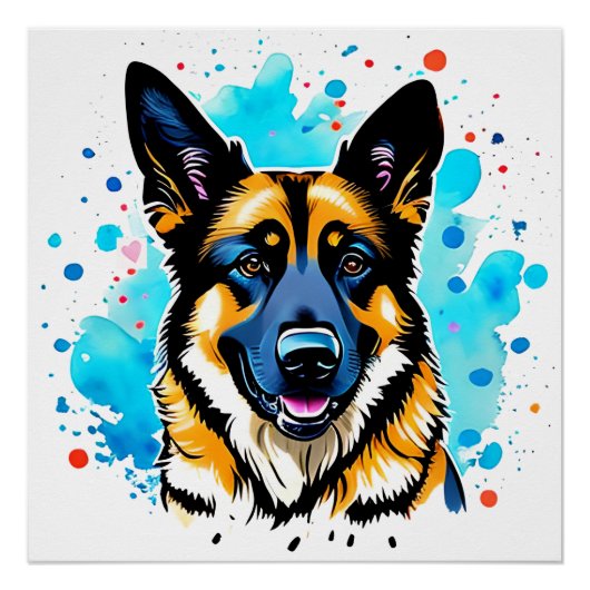 German Shepherd Splash Poster (Vorderseite)