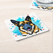 German Shepherd Splash Rechteckiger Pappuntersetzer (angewinkelt)