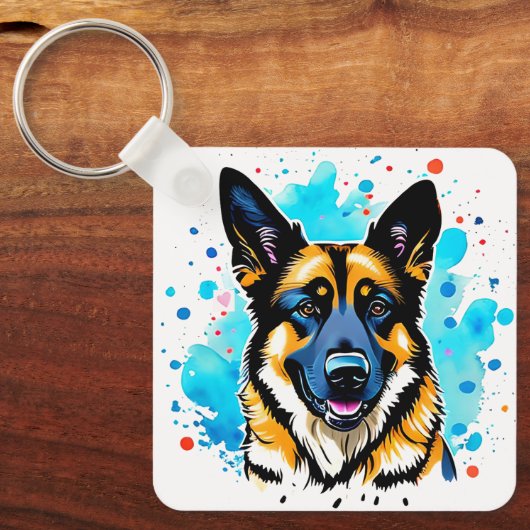 German Shepherd Splash Schlüsselanhänger (Vorderseite)