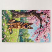 German Shepherd Spring Blossom Dog Puzzle (Horizontal)