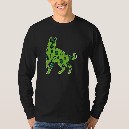 German Shepherd St Patrick S Day Green Leopard Sha T-Shirt (Vorderseite)