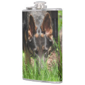 German Shepherd Stare Woodchuck Scare Flachmann (Links)