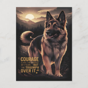 German Shepherd Sunrise Courage Postkarte