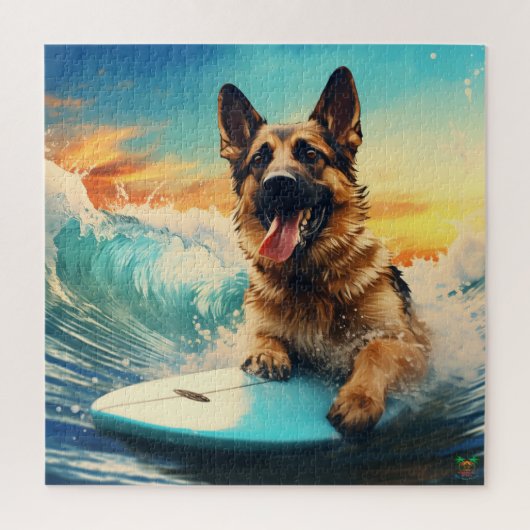German Shepherd Surfing Puzzle (Vertikal)