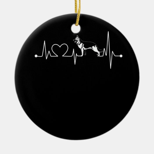German Shepherd T Heartbeat Shirt Keramik Ornament (Vorne)