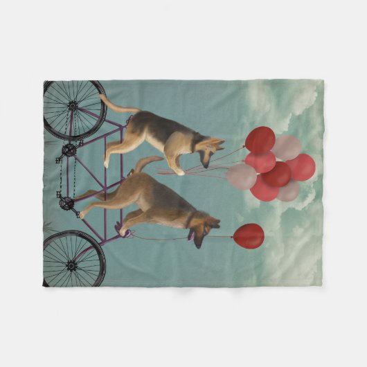 German Shepherd Tandem Fleecedecke (Vorderseite (Horizontal))
