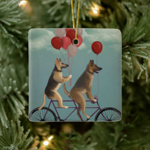 German Shepherd Tandem Keramikornament