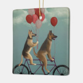 German Shepherd Tandem Keramikornament (Links)