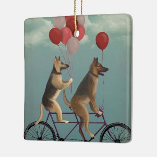 German Shepherd Tandem Keramikornament (Links)