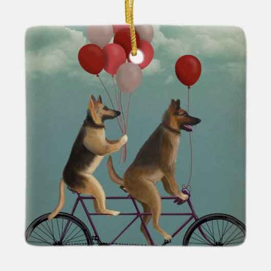 German Shepherd Tandem Keramikornament (Vorderseite)