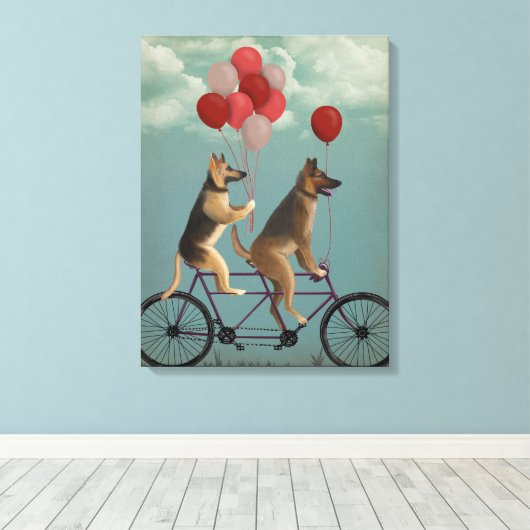 German Shepherd Tandem Leinwanddruck (Insitu (Holzboden))