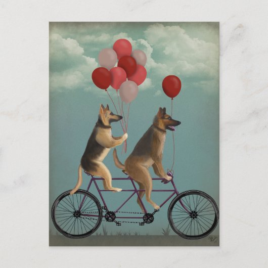 German Shepherd Tandem Postkarte (Vorderseite)