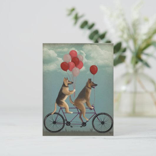 German Shepherd Tandem Postkarte (Stehend Vorderseite)