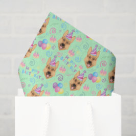 German Shepherd Tissue Paper in Green Seidenpapier