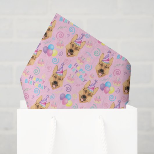 German Shepherd Tissue Paper in Pink Seidenpapier (Geschenk Tasche)