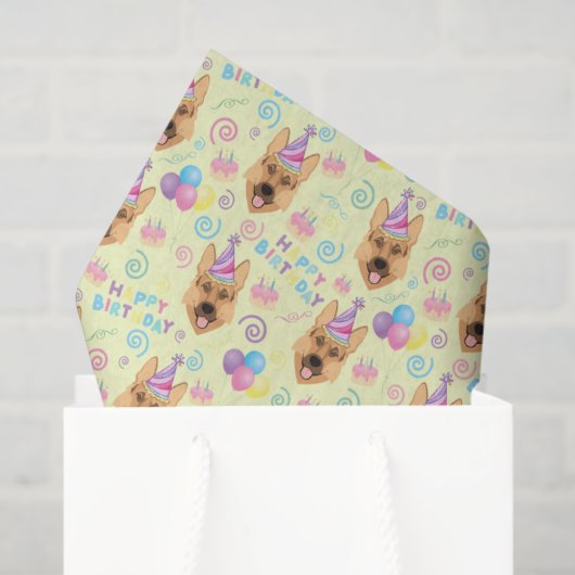 German Shepherd Tissue Paper in Yellow Seidenpapier (Geschenk Tasche)