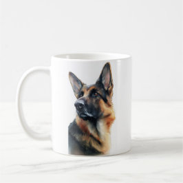 German shepherd turns his head watercolor kaffeetasse