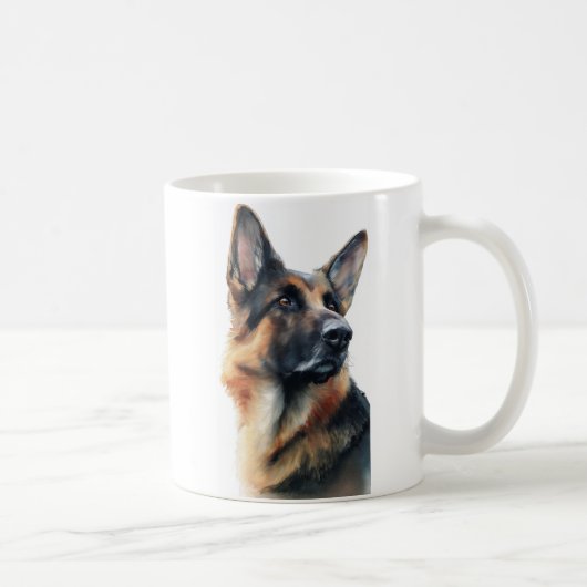 German shepherd turns his head watercolor kaffeetasse (Rechts)