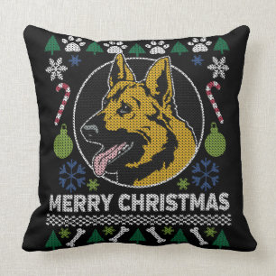German Shepherd Ugly Christmas Sweater Dog Design Kissen