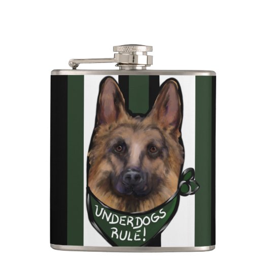 German Shepherd Underdog Flachmann (Vorderseite)