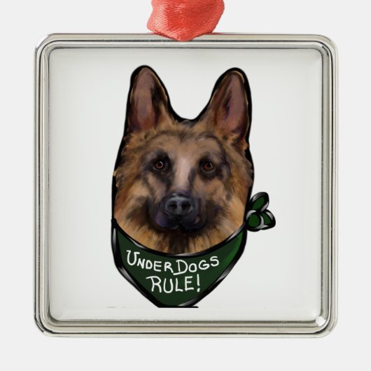 German Shepherd Underdog Ornament Aus Metall (Vorne)