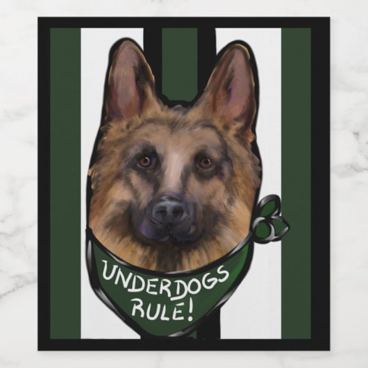 German Shepherd Underdog Weinetikett (Einzelnes Label)