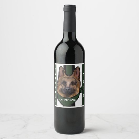 German Shepherd Underdog Weinetikett (Vorderseite)
