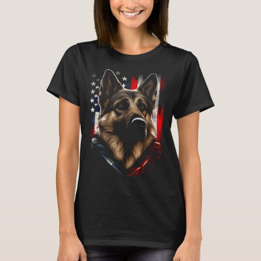 German Shepherd US Flag America USA German Shepher T-Shirt (Vorderseite)