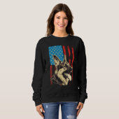German Shepherd USA American Flag 4th of July Grun Sweatshirt (Vorne ganz)