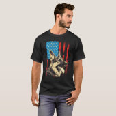 German Shepherd USA American Flag 4th of July Grun T-Shirt (Vorne ganz)