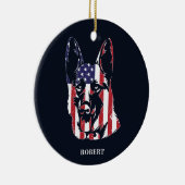 German Shepherd USA Flag Custom Keramik Ornament (Rechts)