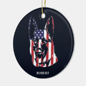 German Shepherd USA Flag Custom Keramik Ornament (Links)