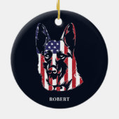 German Shepherd USA Flag Custom Keramik Ornament (Hinten)
