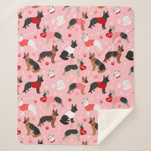 German Shepherd Valentine Pattern Sherpadecke (Vorderseite)