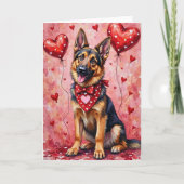 German Shepherd Valentine’s Day Dog with Hearts Karte (Vorderseite)