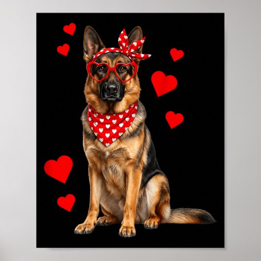 German Shepherd Valentines Day Dog Lover Heart  Poster (Vorne)