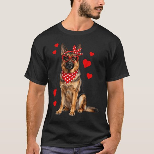 German Shepherd Valentines Day Dog Lover Heart  T-Shirt (Vorderseite)