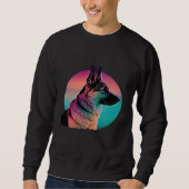 German Shepherd Vaporwave Retrowave Aesthetic Sweatshirt (Vorderseite)