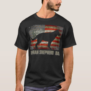 German Shepherd Vater Vintag American Flag Patriot T-Shirt